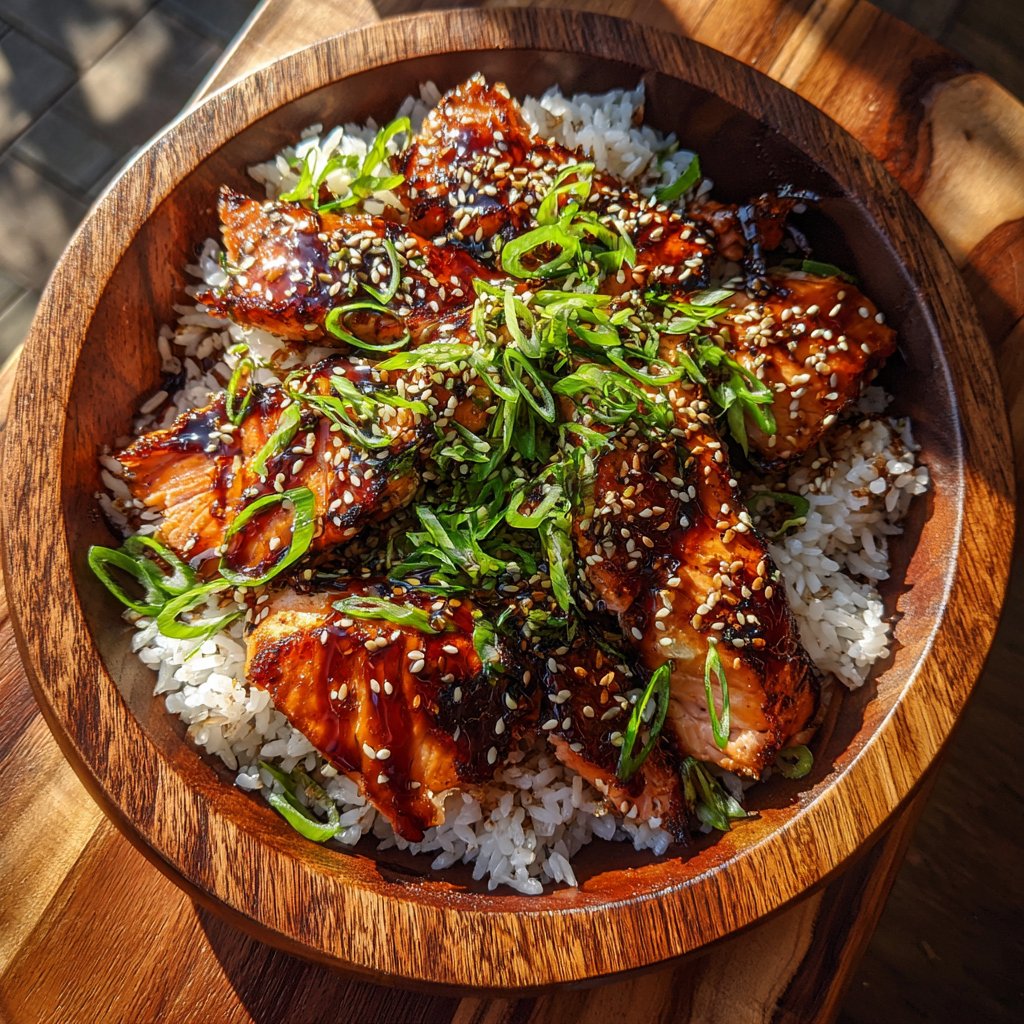 Soy Glazed Salmon Rice Bowl