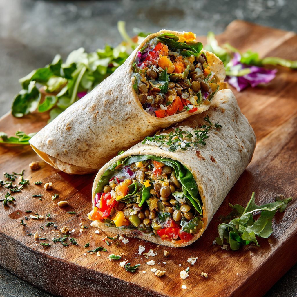 Mediterranean Lentil Salad Wraps